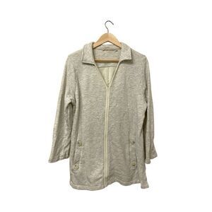 Soft Surroundings Women French Terry Sweatshirt Tunic Size 1X Heather Gray Vneck